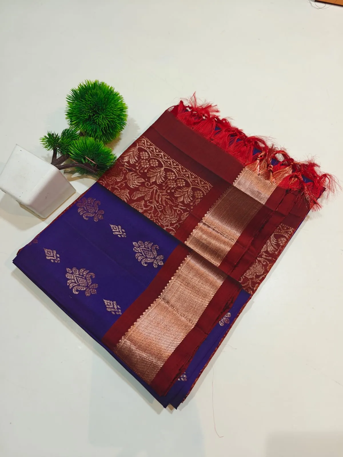 Olive Gold Kanchi Handloom Soft Silk Saree